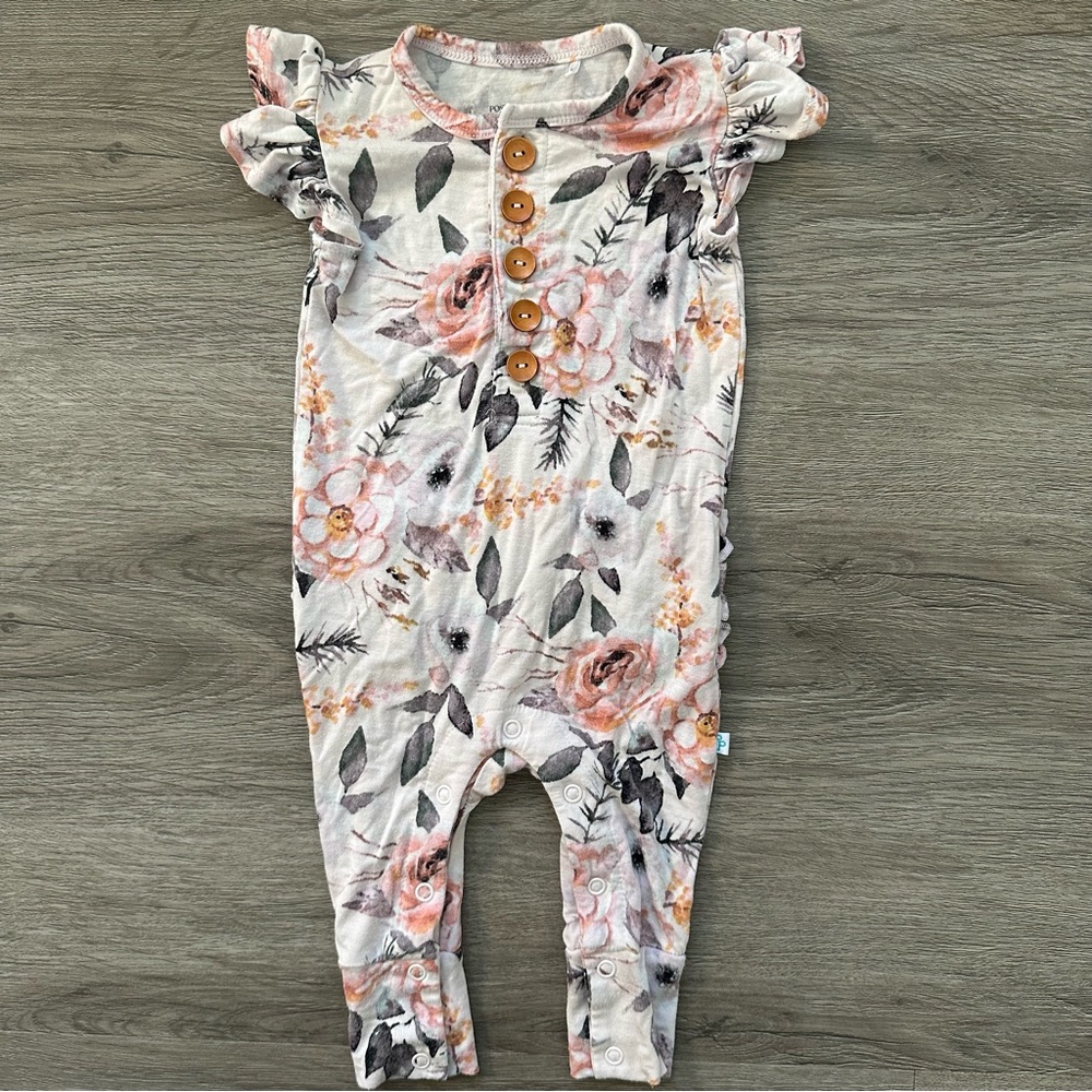 Posh Peanut Flutter Sleeve Henley Romper